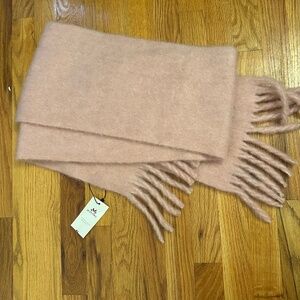 Jean Paul Pink Wool Blend Fringe Scarf NWT